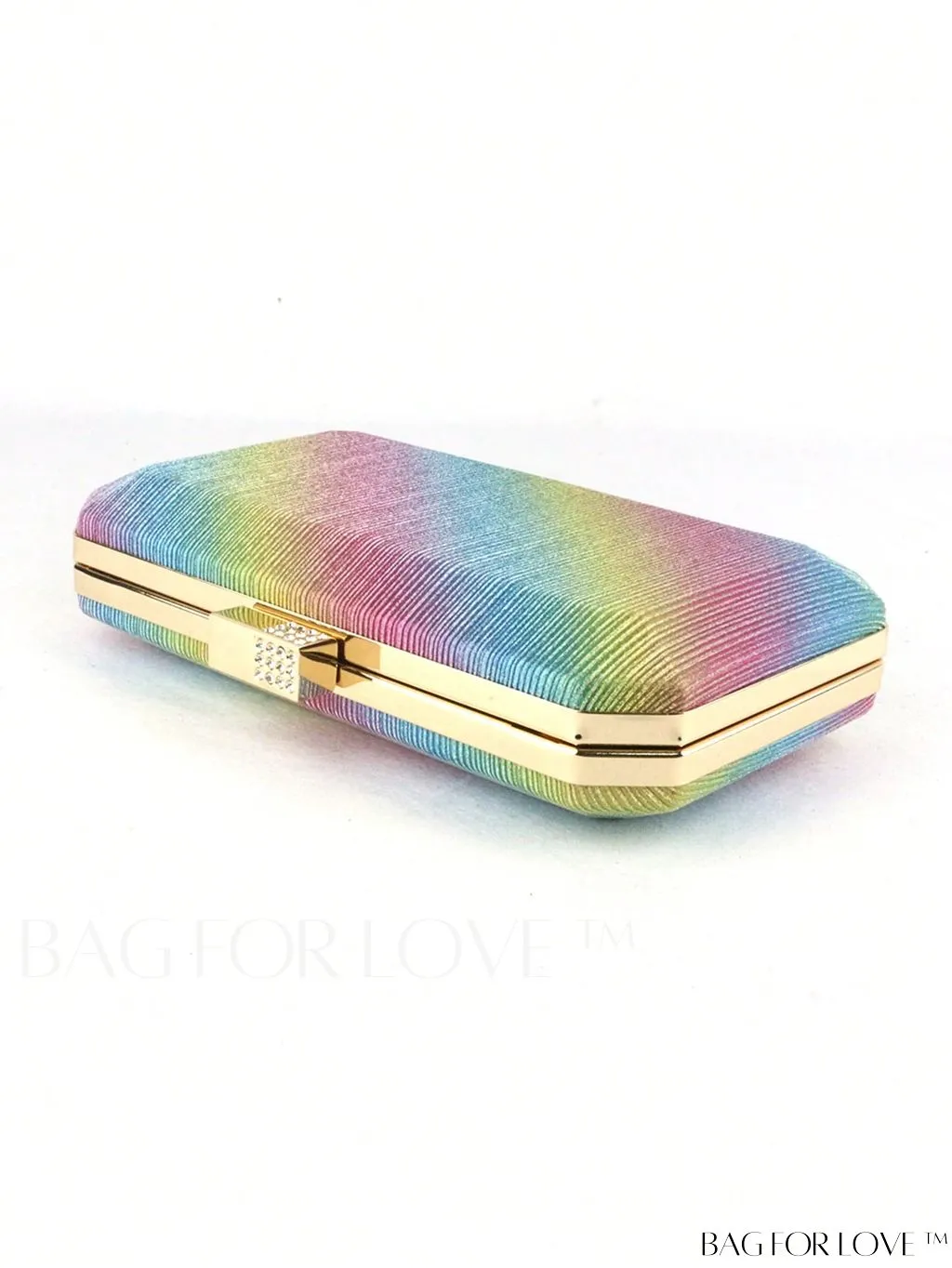 BagForLove - Colorblock Mini Box Bag with Chain, Glitter & Rhinestone Embellishments