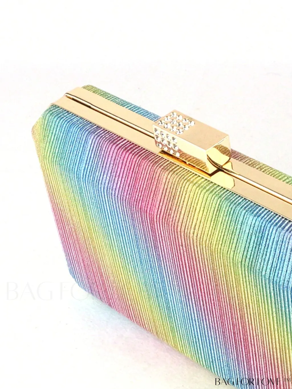 BagForLove - Colorblock Mini Box Bag with Chain, Glitter & Rhinestone Embellishments