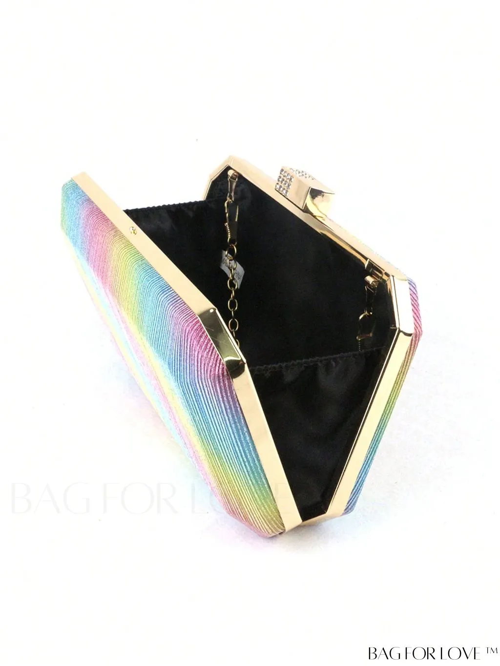 BagForLove - Colorblock Mini Box Bag with Chain, Glitter & Rhinestone Embellishments