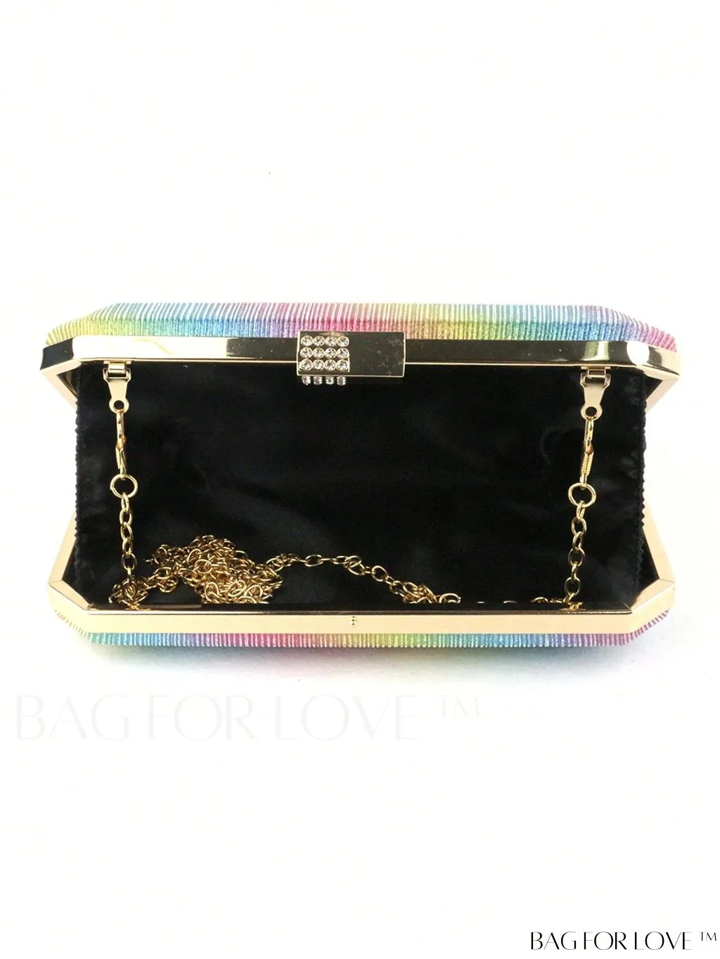 BagForLove - Colorblock Mini Box Bag with Chain, Glitter & Rhinestone Embellishments