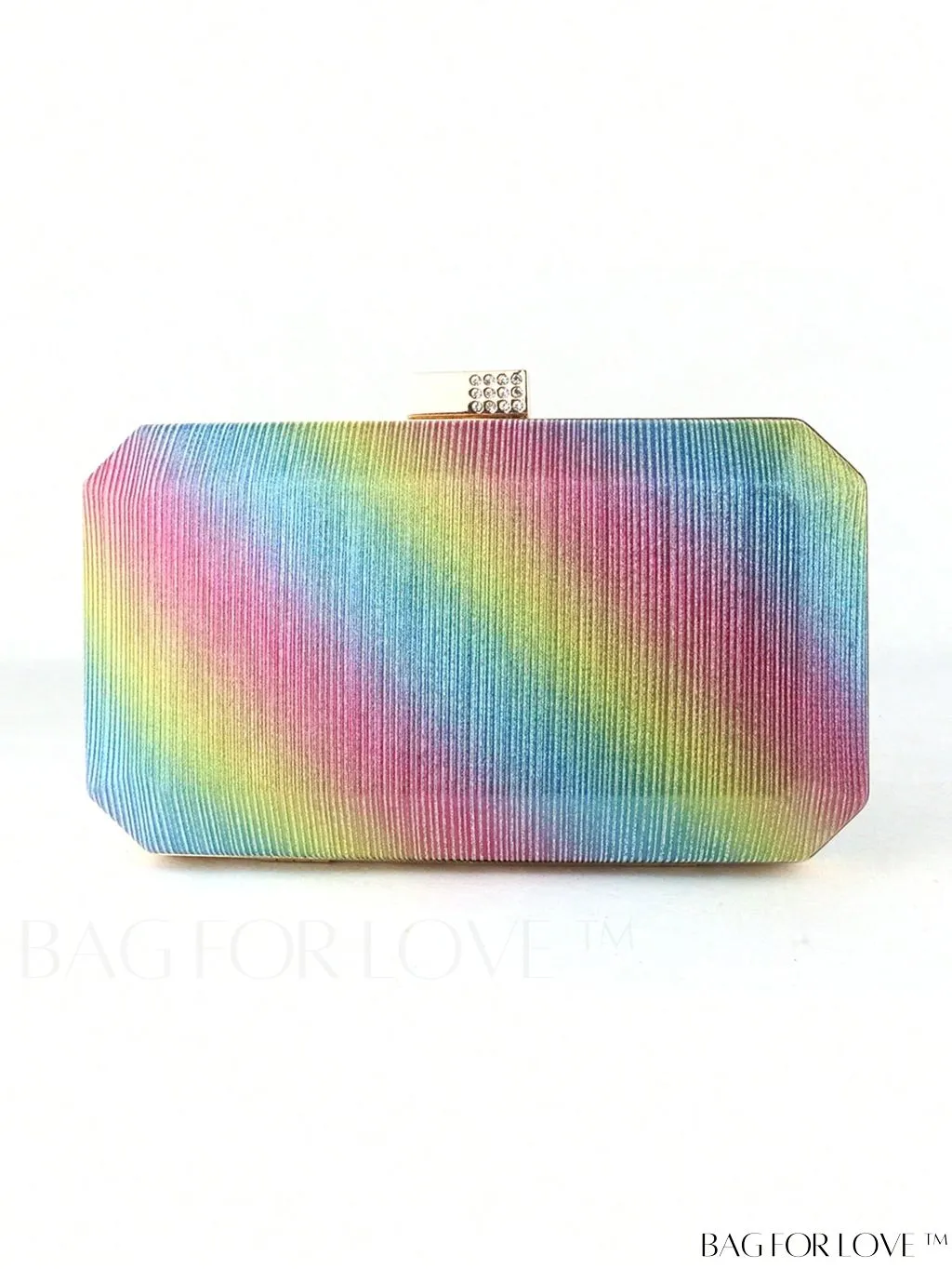 BagForLove - Colorblock Mini Box Bag with Chain, Glitter & Rhinestone Embellishments