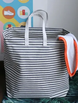 BagForLove - Portable Waterproof Folding Storage Basket for Dirty Clothes & Sundries, Coated Striped Design