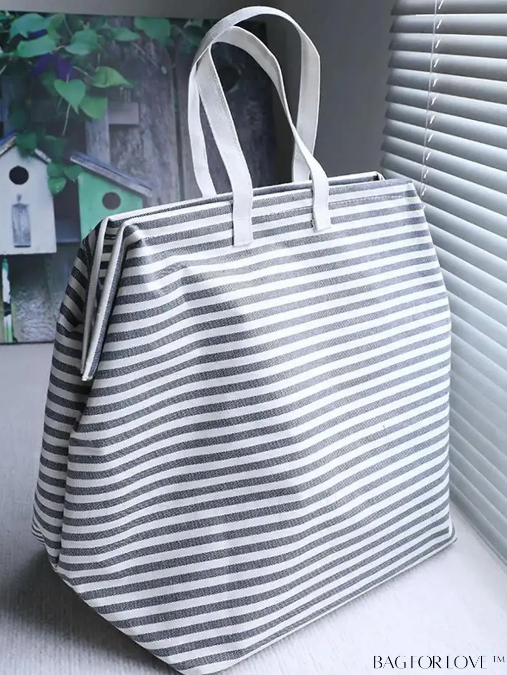 BagForLove - Portable Waterproof Folding Storage Basket for Dirty Clothes & Sundries, Coated Striped Design