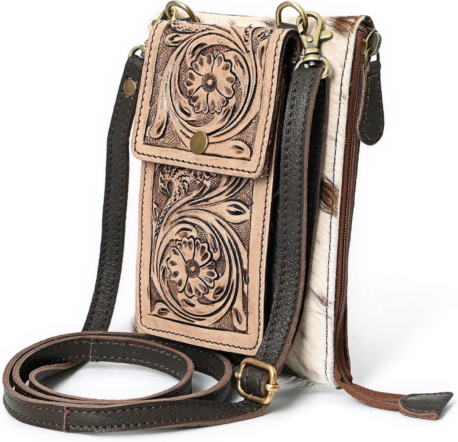 Bags Small Crossbody Cell Phone Purses for Women Hand Tooled Western Style Wallet Purses and Handbags with Strap