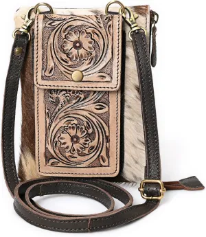 Bags Small Crossbody Cell Phone Purses for Women Hand Tooled Western Style Wallet Purses and Handbags with Strap