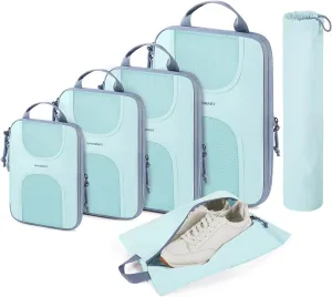 BAGSMART 6 Set Packing Cubes for Suitcases, Lightweight Suitcase Organizers & Compression Travel Cubes