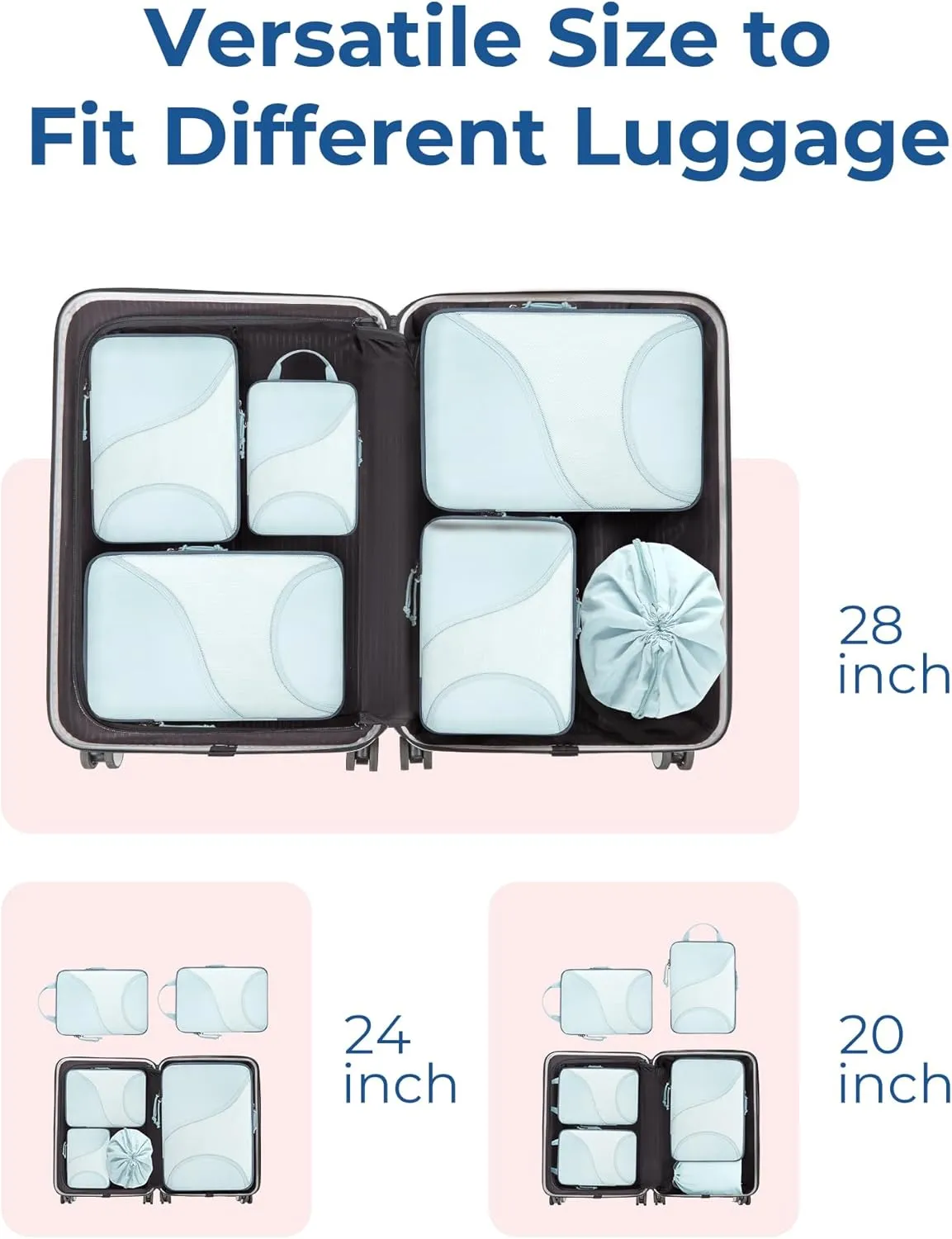 BAGSMART Compression Packing Cubes - 6 Set Travel Packing Cubes for Suitcases, Compression Suitcase Organizers with Shoe Bag