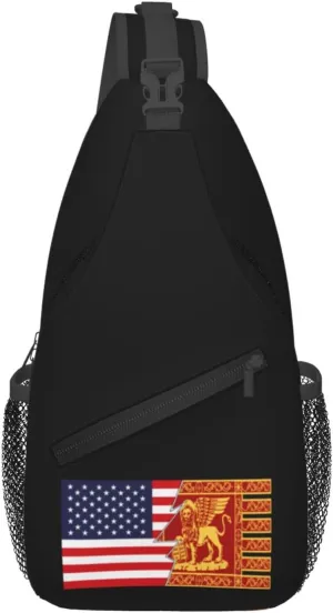 Bandiera Del Veneto Tradizionale And America Crossbody Bags For Women Men Chest Backpack Gym Shoulder Bag Travel Outdoor Sports Casual Crossbody Bags