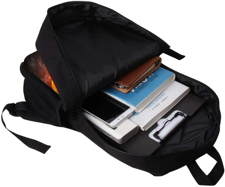Baseball Book Bags Black Backpack for Man/Kid/Girl/Woman 17 Inch Combustion Pattern Cool Design School Bags