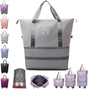 Beente/Pepepo/Kulken Travel Bag with Wheels, Large Capacity Travel Bag with Wheels - Universal Wheel Removable (Non-wheeled, Gray)