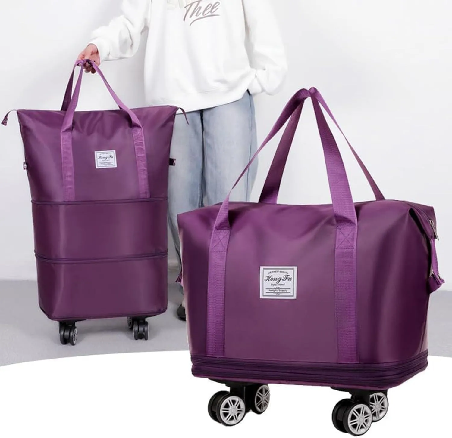 Beente/Pepepo/Kulken Travel Bag with Wheels, Large Capacity Travel Bag with Wheels - Universal Wheel Removable (Non-wheeled, Gray)