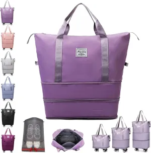 Beente/Pepepo/Kulken Travel Bag with Wheels, Large Capacity Travel Bag with Wheels - Universal Wheel Removable (Non-wheeled, Purple)