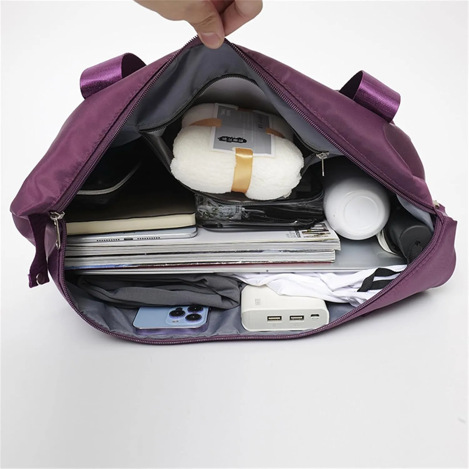 Beente/Pepepo/Kulken Travel Bag with Wheels, Large Capacity Travel Bag with Wheels - Universal Wheel Removable (Non-wheeled, Purple)