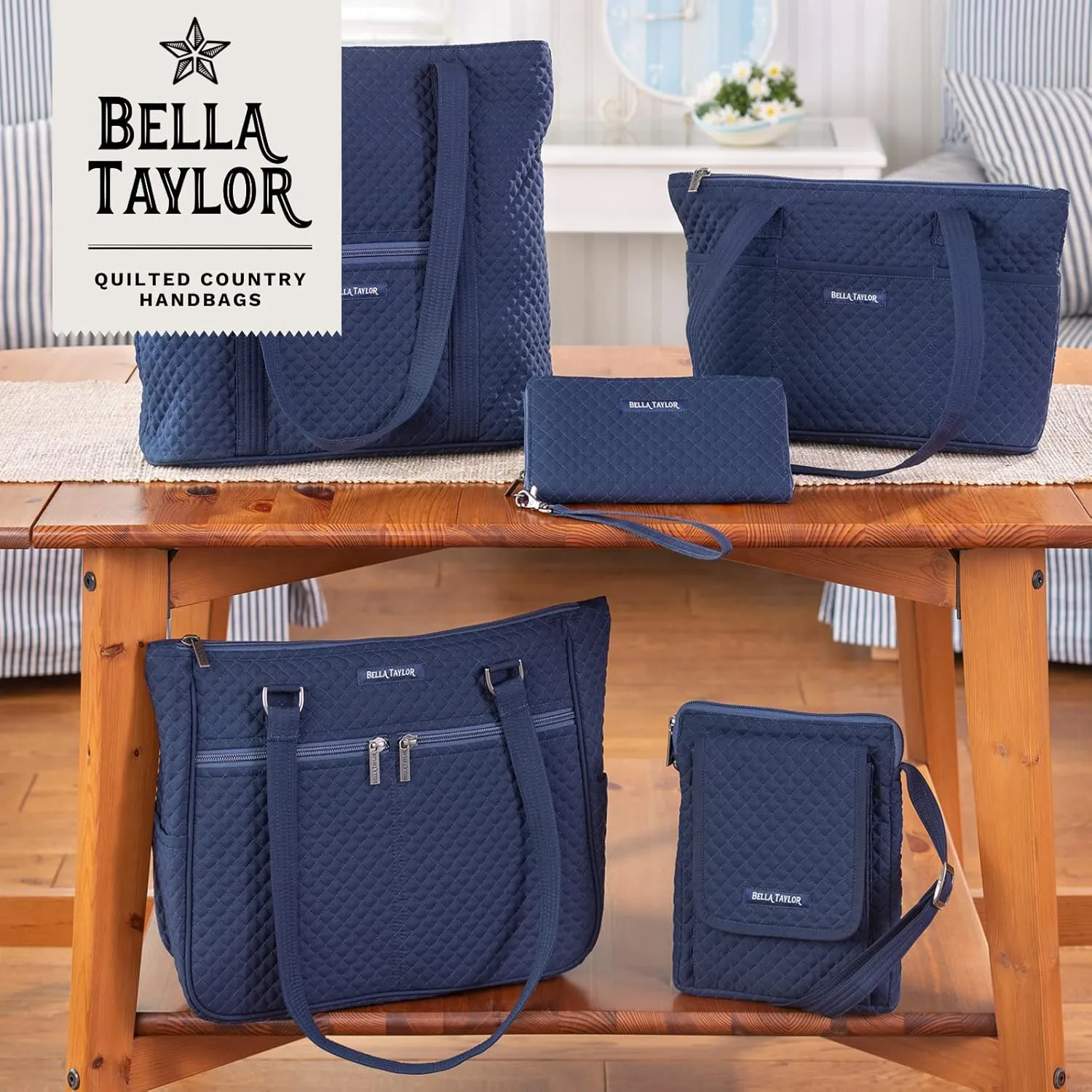 Bella Taylor Large Tote | Lightweight Quilted Fabric Tote Bags for Women