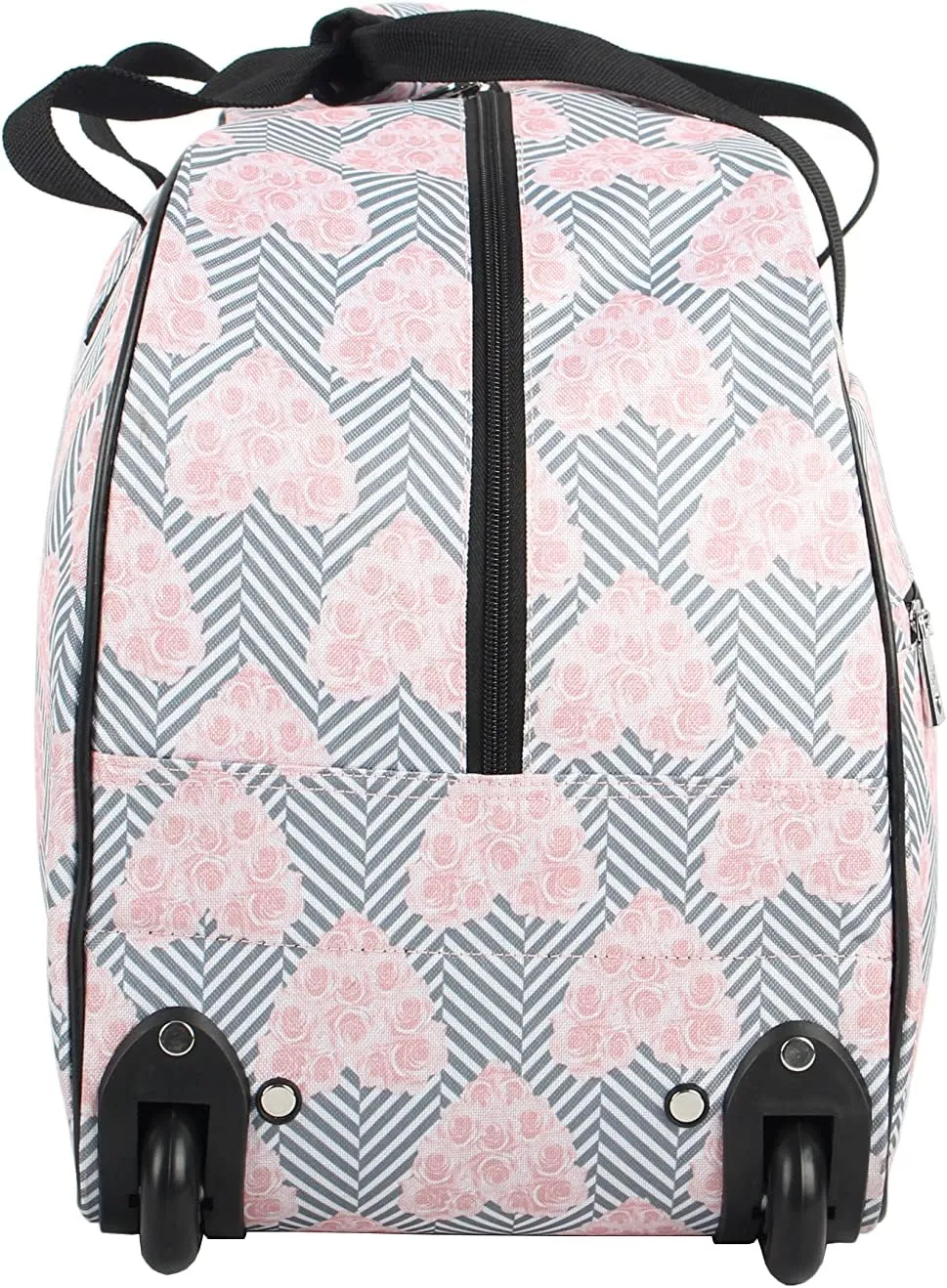Betsey Johnson Designer Carry On Luggage Collection - Lightweight Pattern 22 Inch Duffel Bag- Weekender Overnight Business Travel Suitcase with 2- Rolling Wheels (CHEVRON HEARTS, One Size)