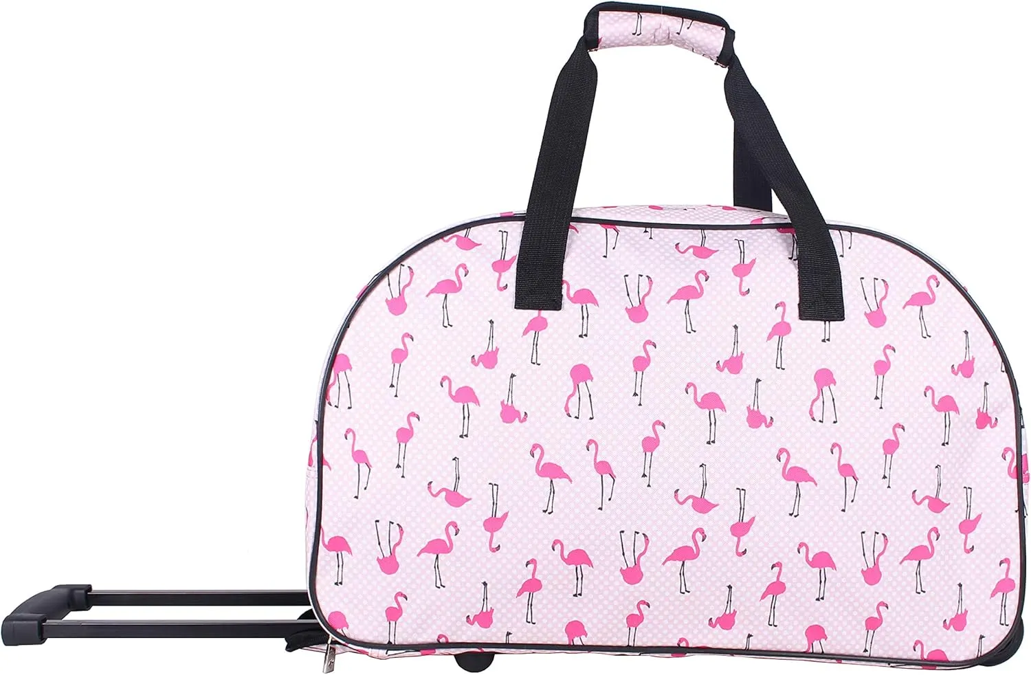 Betsey Johnson Designer Carry On Luggage Collection - Lightweight Pattern 22 Inch Duffel Bag- Weekender Overnight Business Travel Suitcase with 2- Rolling Wheels (Flamingo Strut)