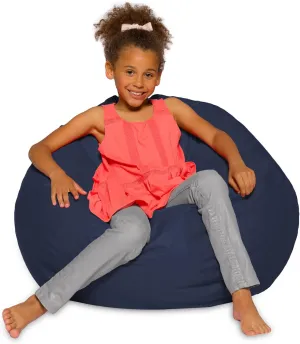 Big Comfy Bean Bag Chair: Posh Large Beanbag Chairs with Removable Cover for Kids, Teens and Adults - Polyester Cloth Puff Sack Lounger Furniture for All Ages - 27 Inch - Solid Navy Blue