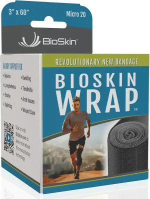 BioSkin Compression Bandage Wrap - Micro 20, 3" x 60" Self Adhesive Elastic Wrap for Sprains, Swelling, Lymphedema, Ankle & Knee Ice Pack Wrap, Tendinitis, Wounds, First Aid Kits, Sports & to-Go Bags