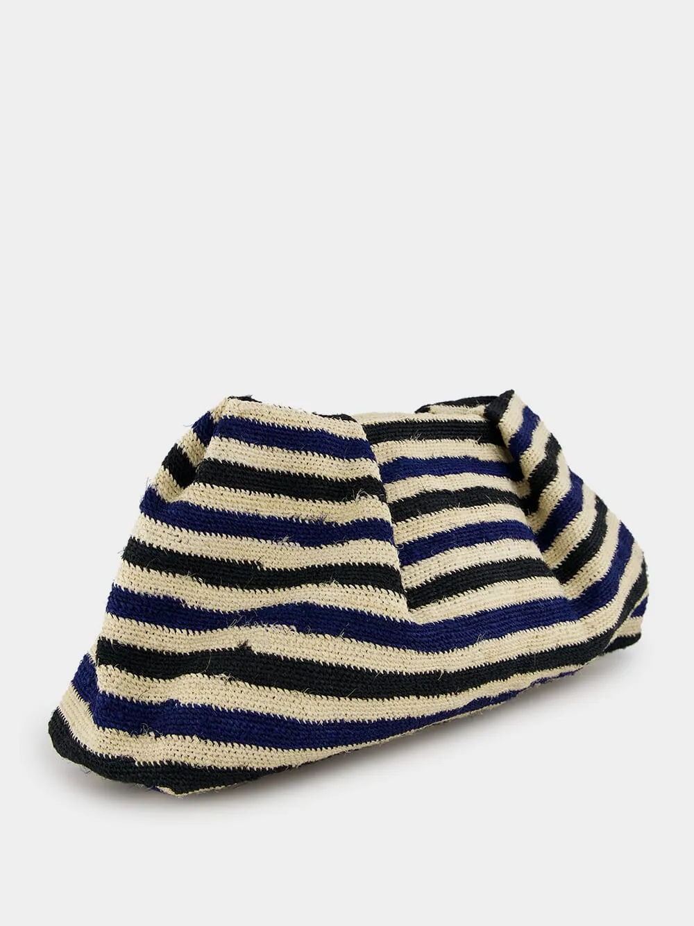 Black and Navy Striped Sisal Medium Pouch