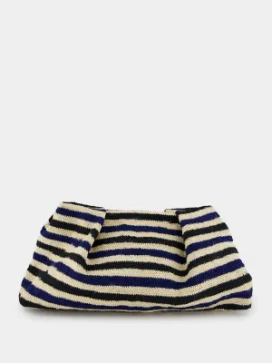 Black and Navy Striped Sisal Medium Pouch