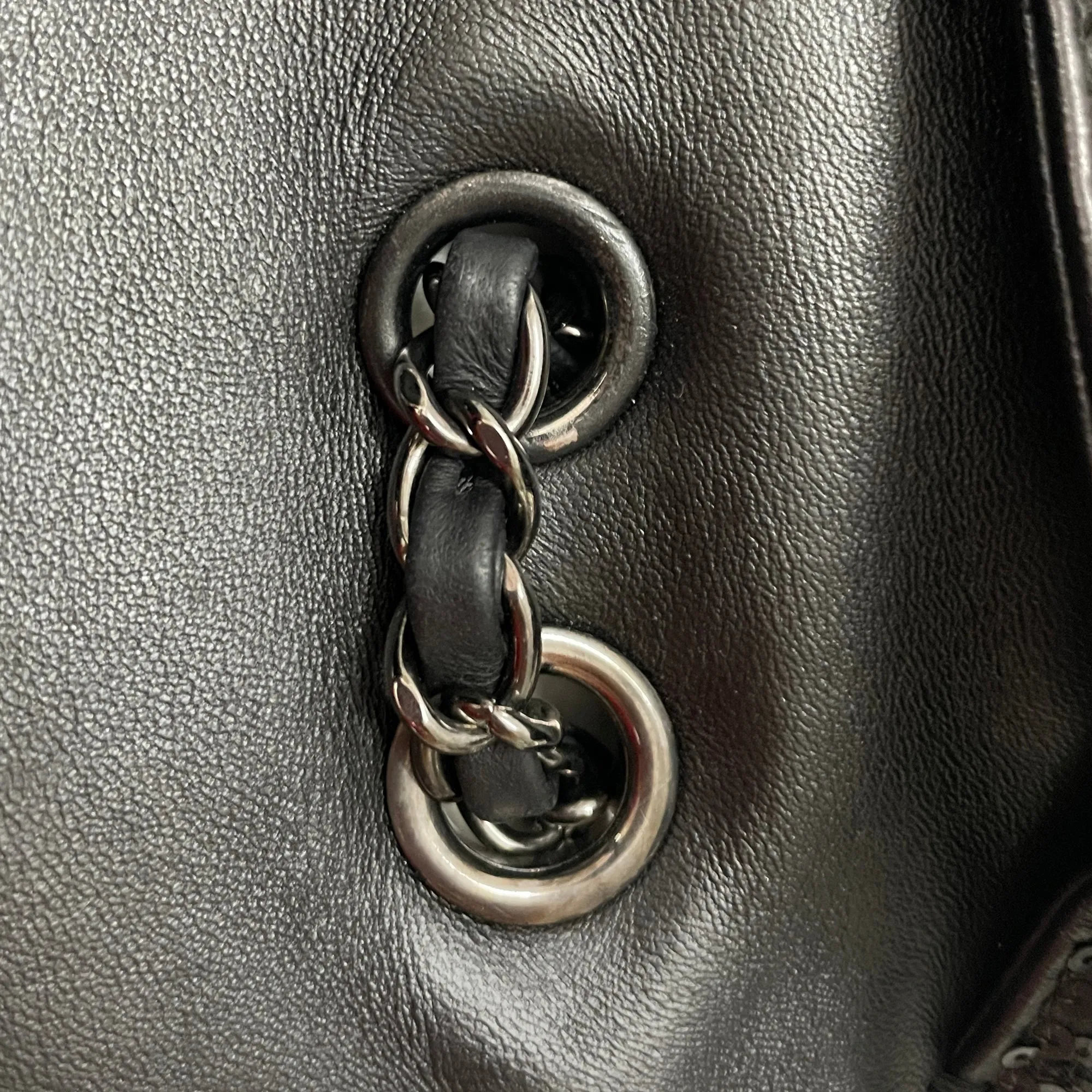 Black Chanel Jumbo Sequined Lambskin Moonlight On Water Flap Shoulder Bag