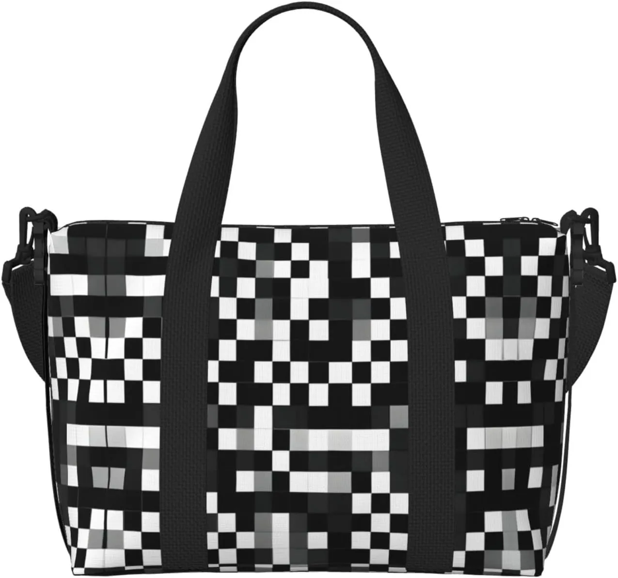 Black White Formula Checkered Pattern Duffel Bags for Traveling - Lightweight Personal Item Travel Bags for Women, Gym Bags for Men