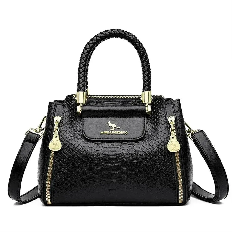 Black Women Soft Leather Handbag