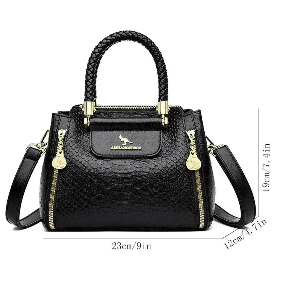 Black Women Soft Leather Handbag