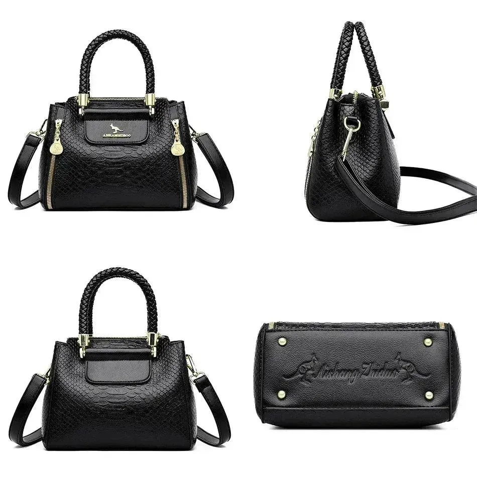 Black Women Soft Leather Handbag