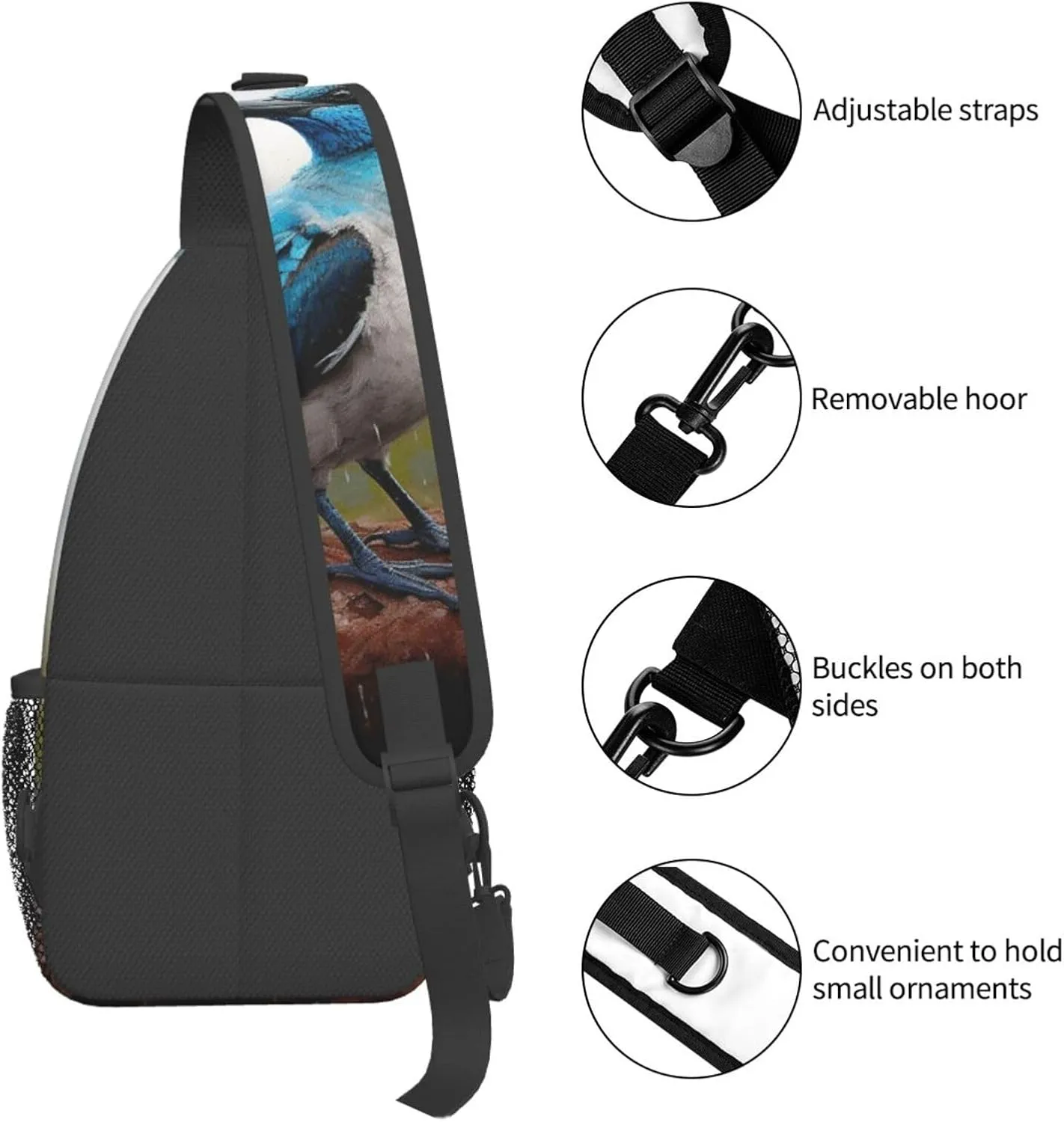 Blue Bird Sling Bag Backpack For Men Cross Chest Bag Crossbody Shoulder Bag Travel Hiking Daypack