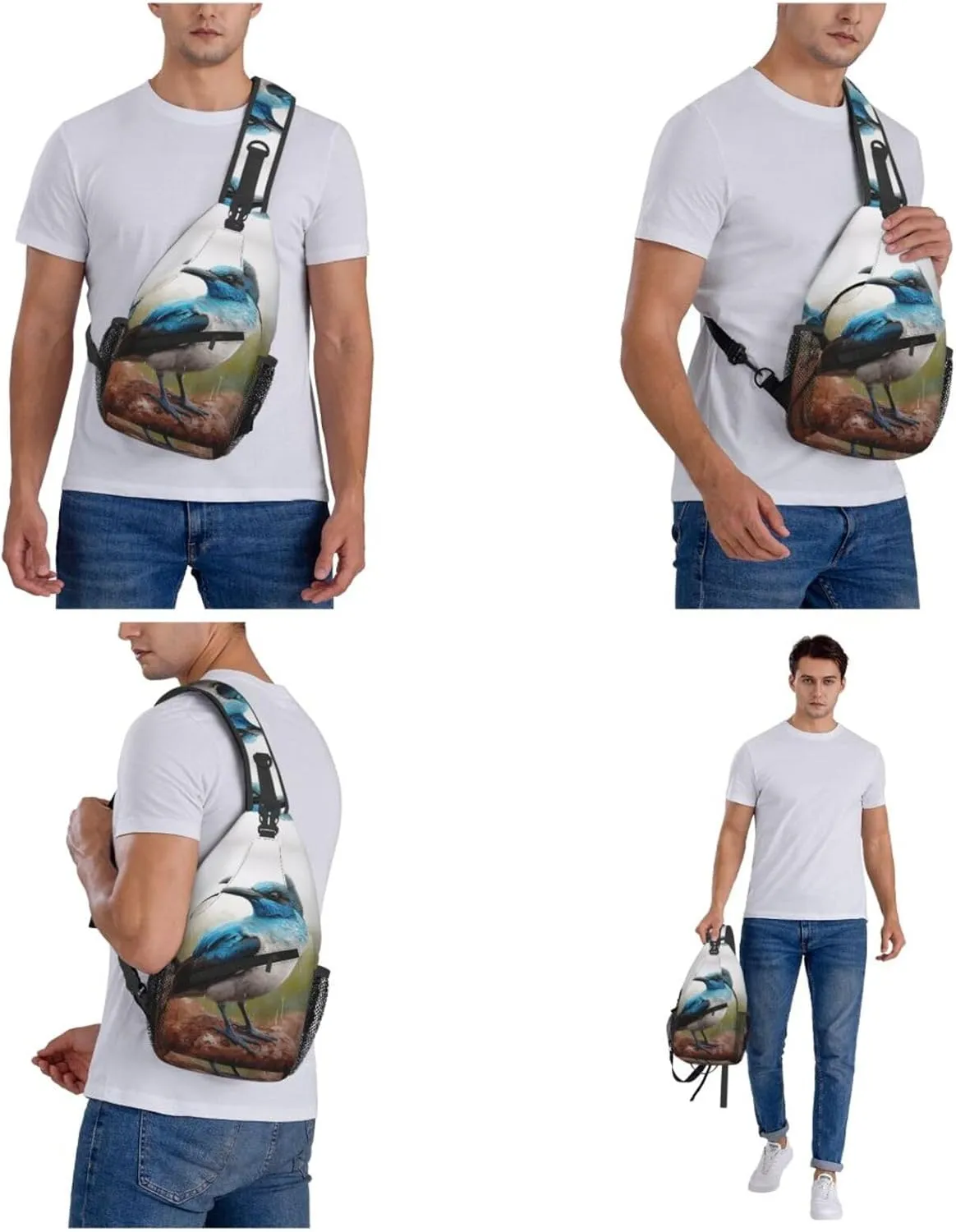 Blue Bird Sling Bag Backpack For Men Cross Chest Bag Crossbody Shoulder Bag Travel Hiking Daypack