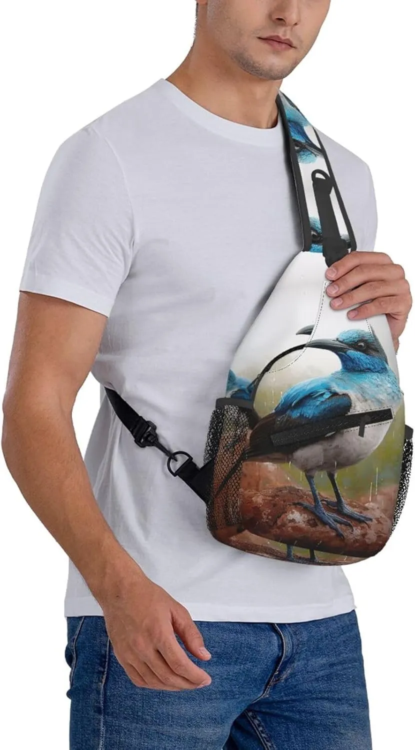 Blue Bird Sling Bag Backpack For Men Cross Chest Bag Crossbody Shoulder Bag Travel Hiking Daypack