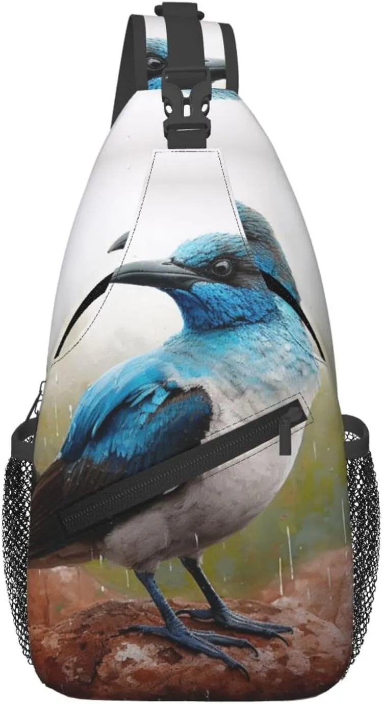 Blue Bird Sling Bag Backpack For Men Cross Chest Bag Crossbody Shoulder Bag Travel Hiking Daypack