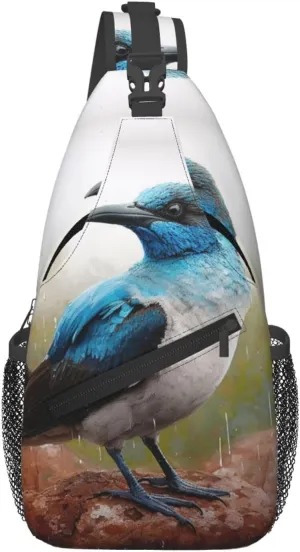 Blue Bird Sling Bag Backpack For Men Cross Chest Bag Crossbody Shoulder Bag Travel Hiking Daypack