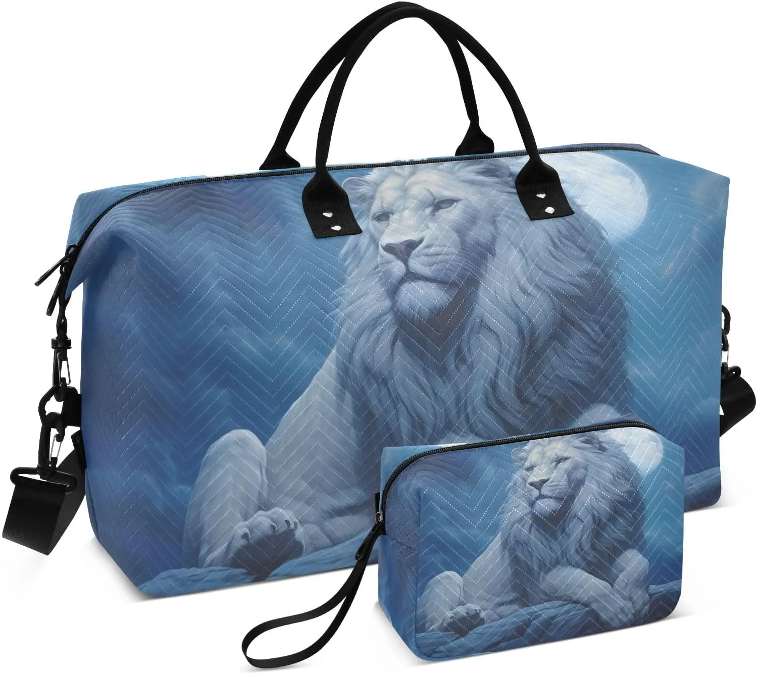 Blue Lion Moon Duffel Bag for Travel Gym Sport, Weekender Travel Bags Carry on Overnight Bag