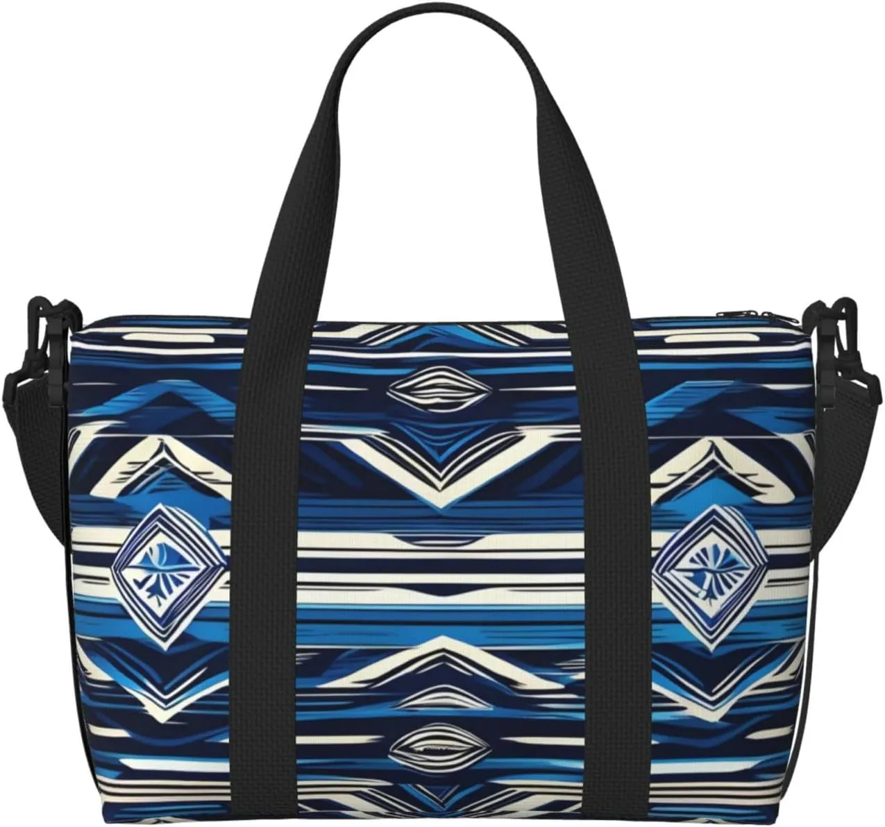 Blue Polynesian Maori Tribal Pattern Print Hand Travel Bag,Gym Bag,Weekend Travel Overnight Bag,Tote Bag Sports Bag For Women Men