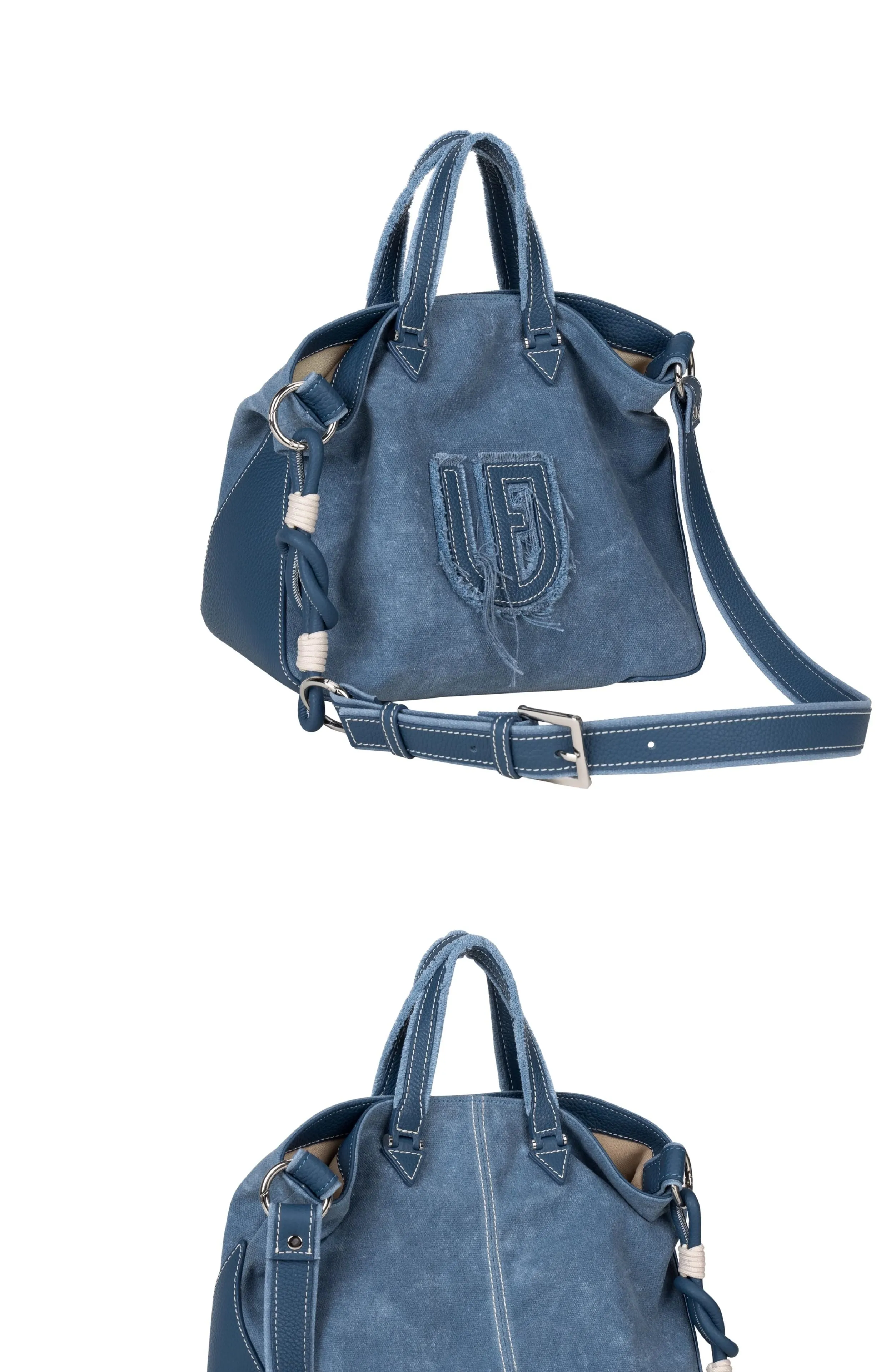 Blue Suede & Denim Tote