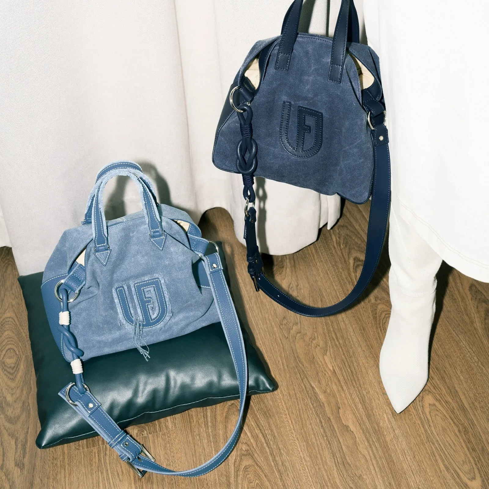 Blue Suede & Denim Tote