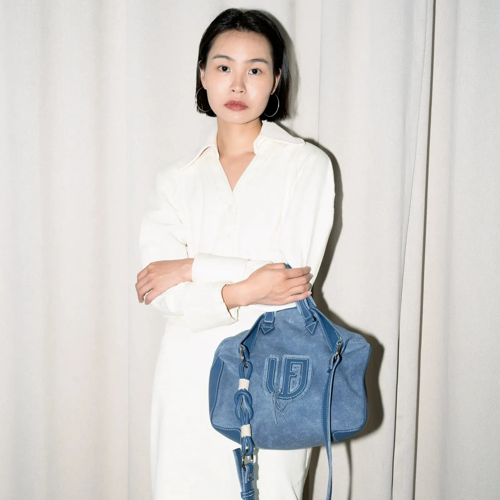 Blue Suede & Denim Tote