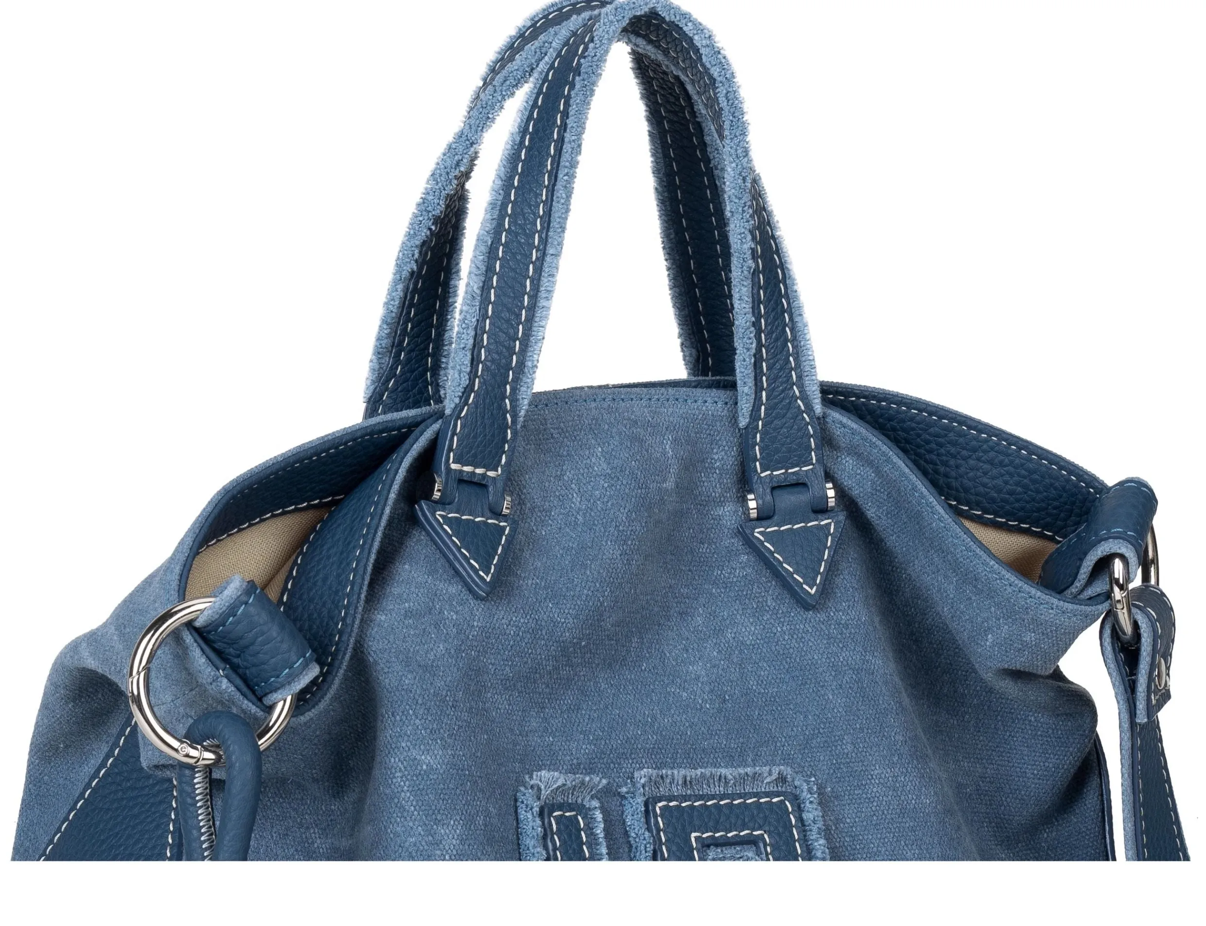 Blue Suede & Denim Tote