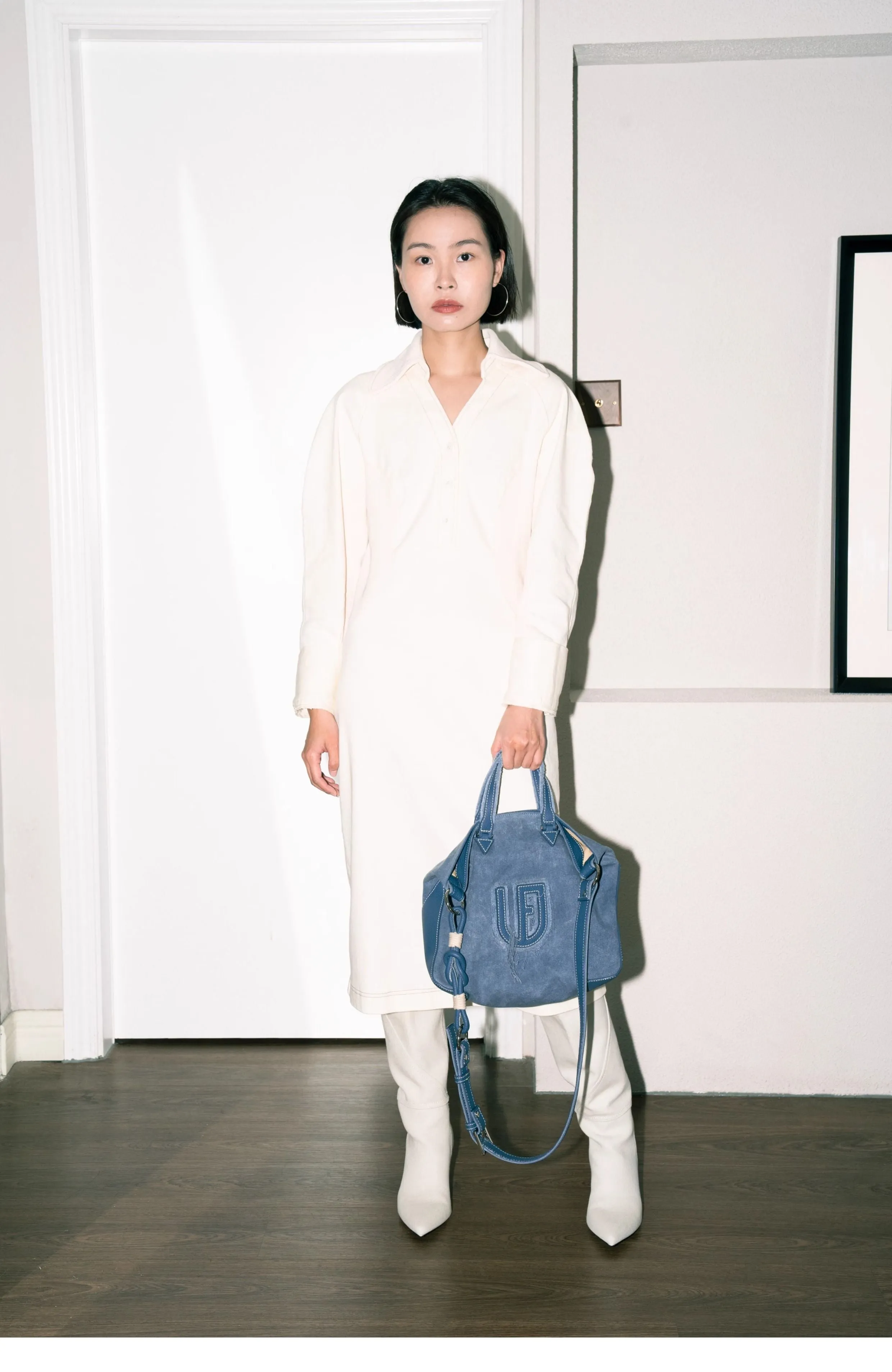 Blue Suede & Denim Tote