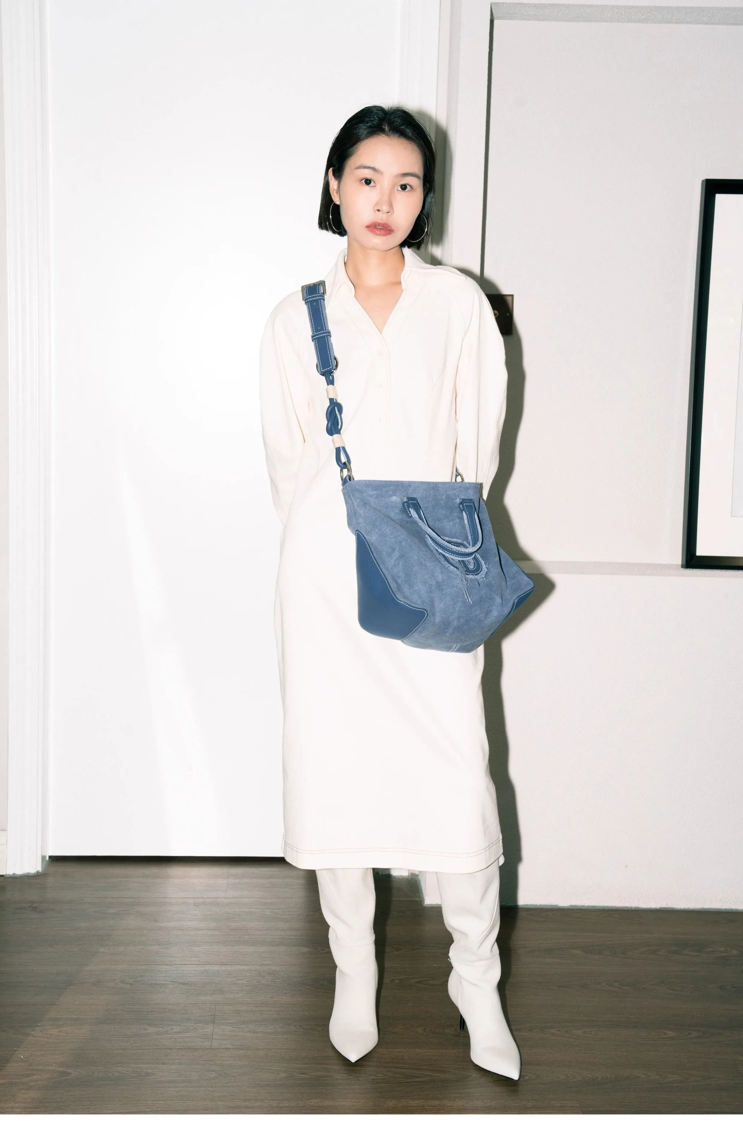 Blue Suede & Denim Tote