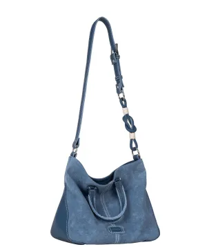 Blue Suede & Denim Tote