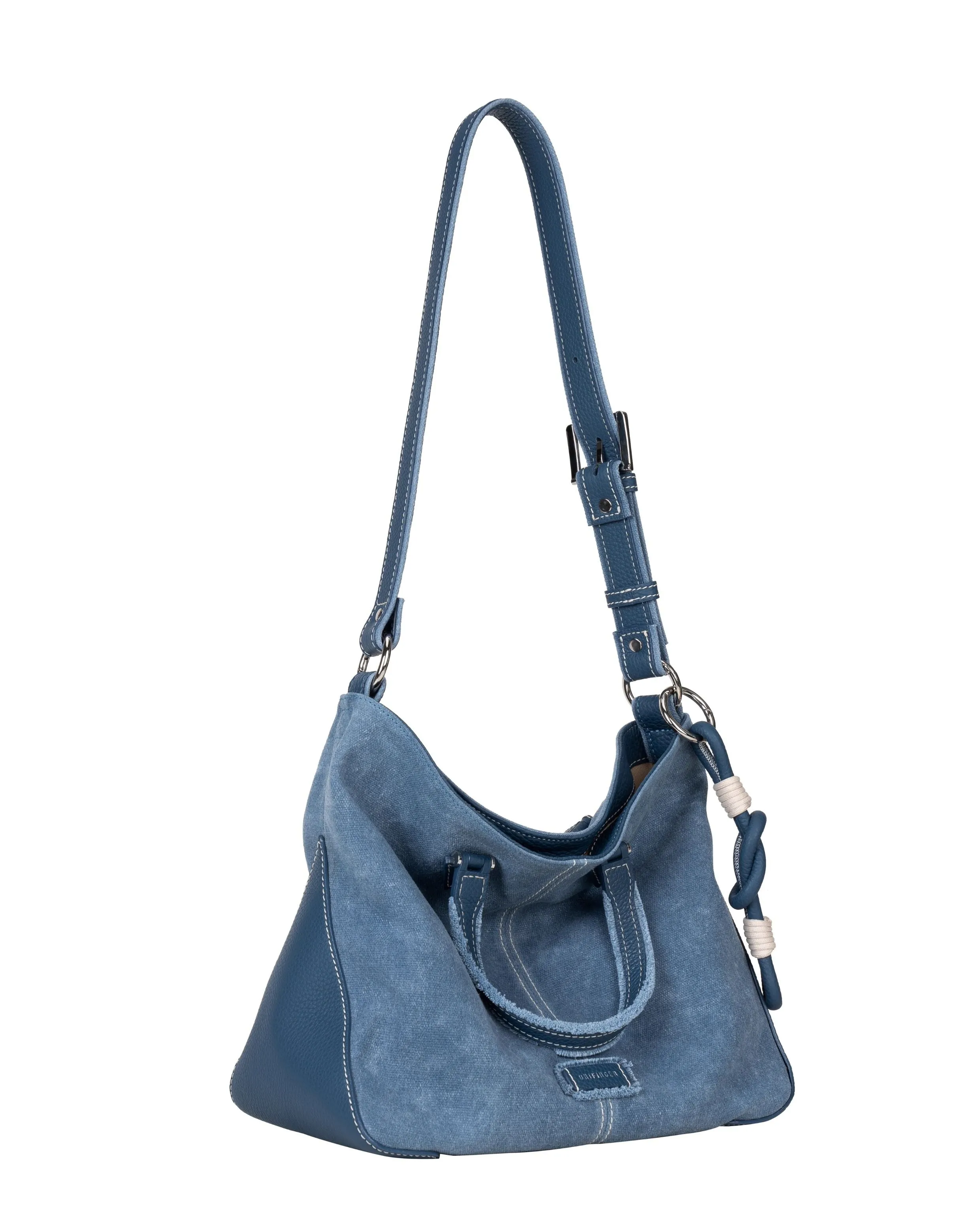 Blue Suede & Denim Tote
