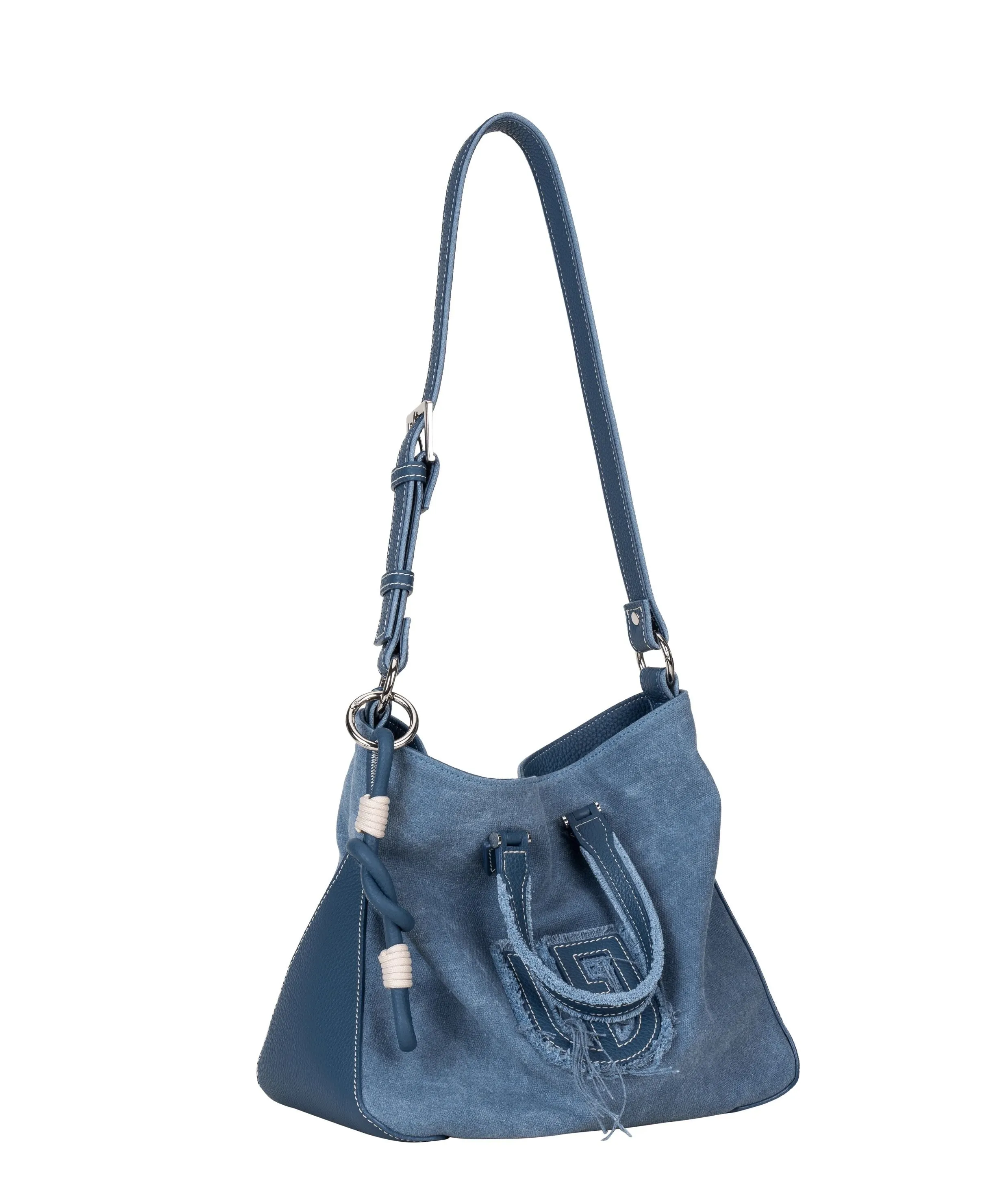 Blue Suede & Denim Tote