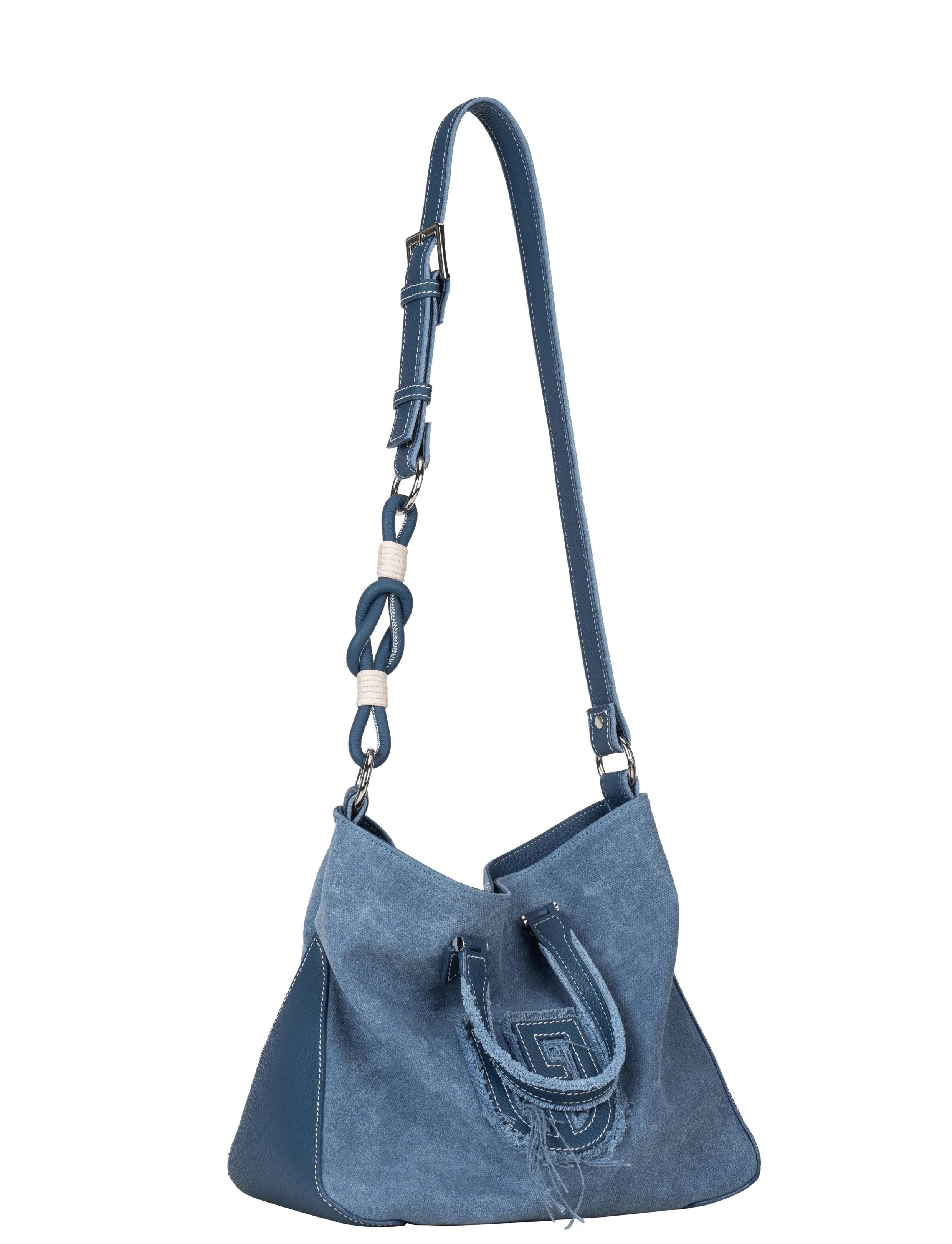 Blue Suede & Denim Tote