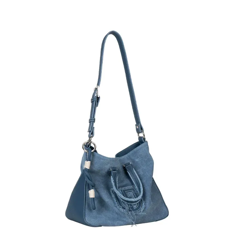 Blue Suede & Denim Tote