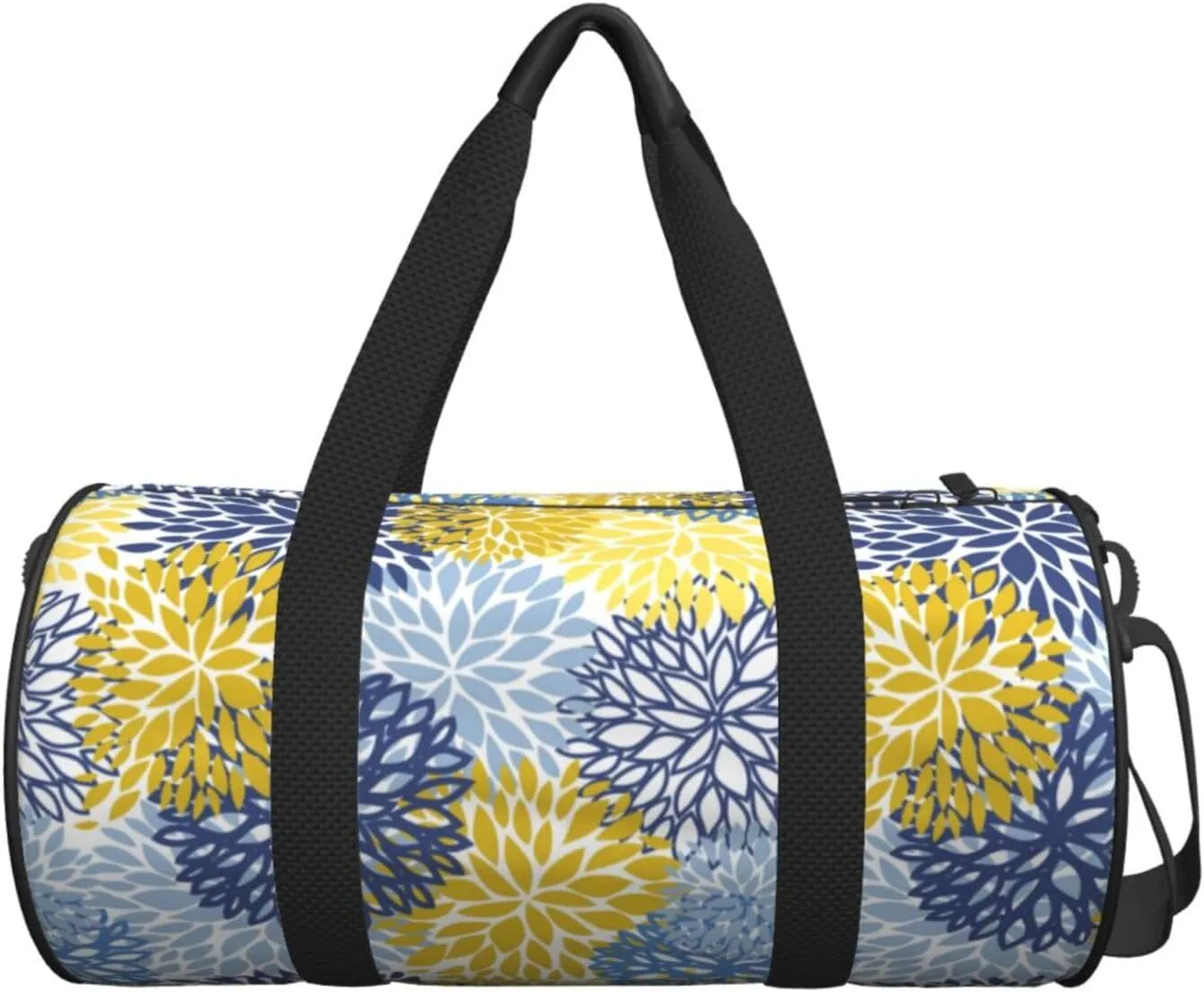 Blue Yellow And Navy Chrysanthemum Flowers Sports Gym Bag Daisy Floral Travel Duffel Bag Shoes Compartment For Men Women Foldable Lightweight Yoga Gym Sports Bag
