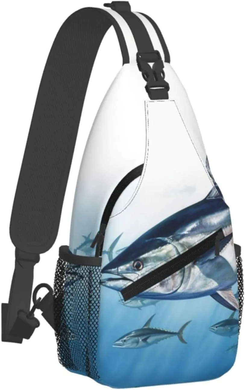 Bluefin Tuna Thunnus Sling Bag Backpack For Men Cross Chest Bag Crossbody Shoulder Bag Travel Hiking Daypack