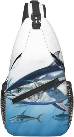 Bluefin Tuna Thunnus Sling Bag Backpack For Men Cross Chest Bag Crossbody Shoulder Bag Travel Hiking Daypack